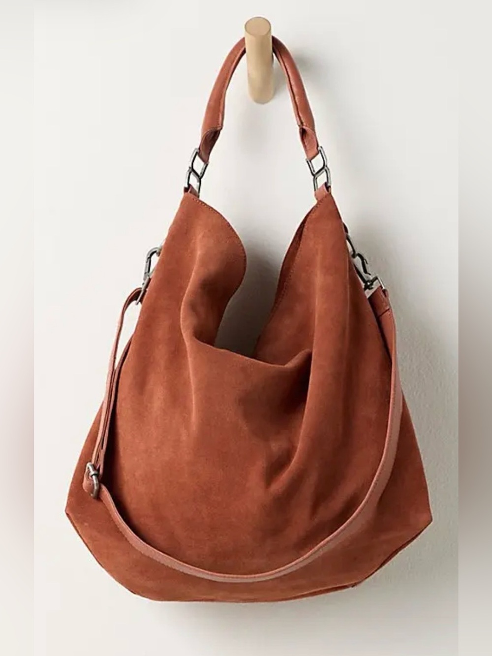 Free People Rust Suede Hobo Tote